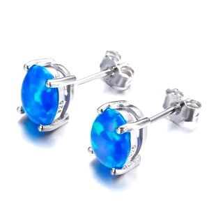 Stunning Blue Silver Stud Earrings